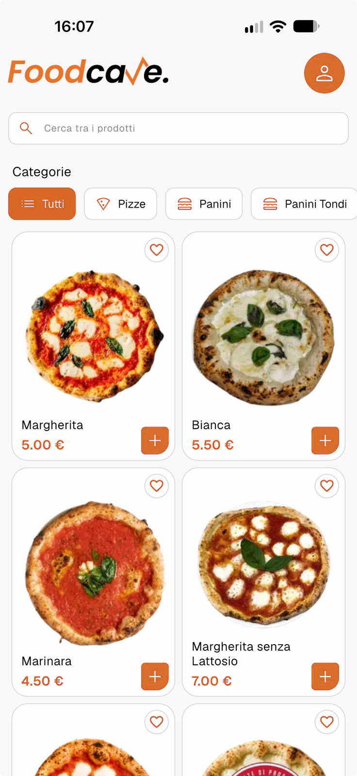 App di delivery a nome del locale: categorie e menu delle pizze